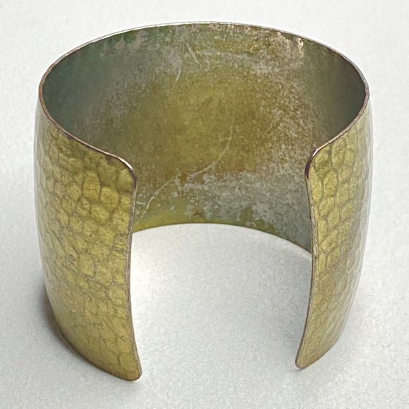 Wide Metal Cuff Hammered Gold Tone Metal - Picture 3 of 8